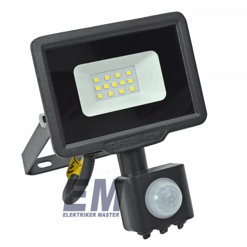 LED Reflektor Mozgásérzékelővel 10W 6000K Fekete Optonica SMD2 FL5941