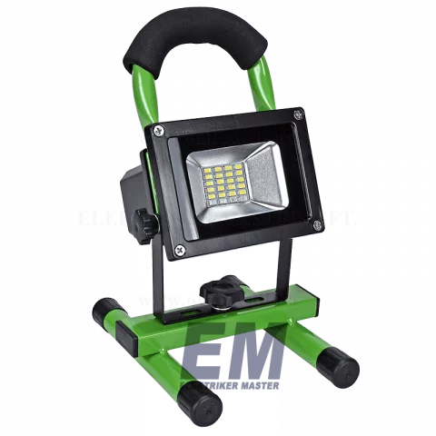 LED Reflektor Hordozható Akkumulátoros 10W 4500K Zöld-Fekete Tracon RSMDAE10W