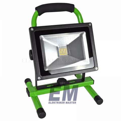 LED Reflektor Hordozható Akkumulátoros 20W 4500K Zöld-Fekete Tracon RSMDAE20W