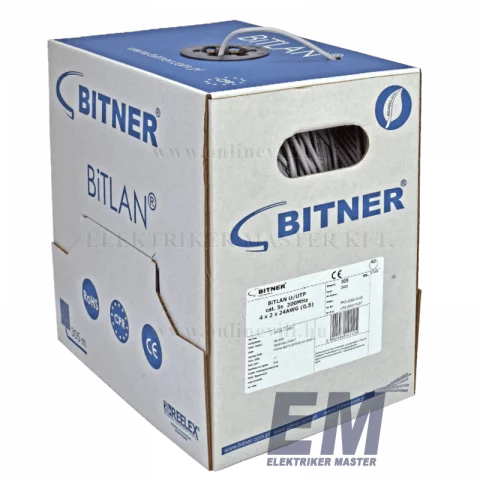 UTP internet lan kábel Cat5e (U/UTP 200MHz) 4x2x0,5 tömör réz vezeték BITNER