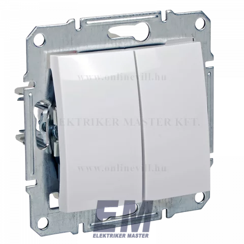 Schneider SEDNA kapcsoló 106+6 dupla alternatív váltó villanykapcsoló rugós fehér SDN0600121