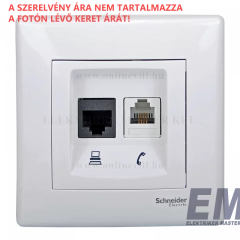 Schneider SEDNA RJ45 Cat5e UTP + RJ11 telefon aljzat fehér SDN5100121