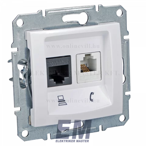 KIFUTÓ_Schneider SEDNA RJ45 Cat5e UTP + RJ11 telefon aljzat fehér SDN5100121