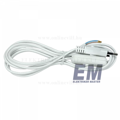 Flexo kábel MTL 2x0,75 2m vezetékkel kapcsolóval fehér Commel 0112