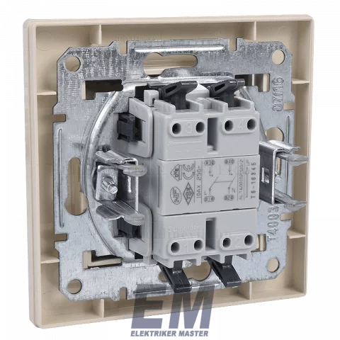 Schneider ASFORA Kapcsoló 102 kétpólusú villanykapcsoló rugós bekötés kerettel bézs EPH0200123