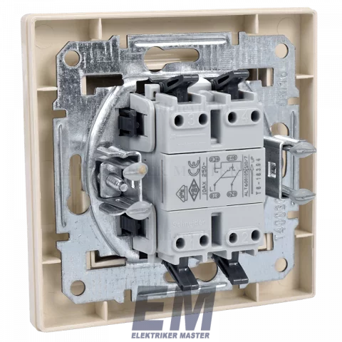 Schneider ASFORA Kapcsoló 107 kereszt villanykapcsoló rugós bekötés kerettel bézs EPH0500123