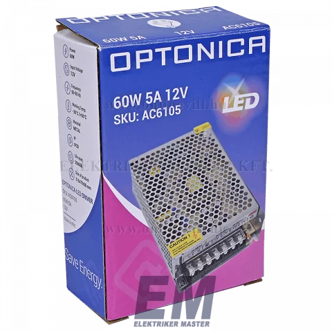 Led Szalag Tápegység 60W 12V DC 5A Optonica AC6105