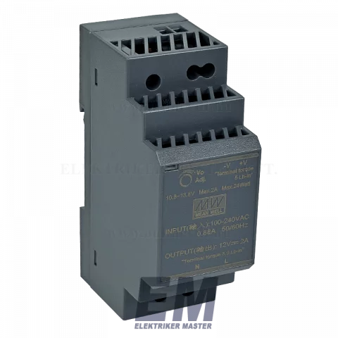 Mean Well Sínre szerelhető tápegység 24W 12VDC HDR-30-12